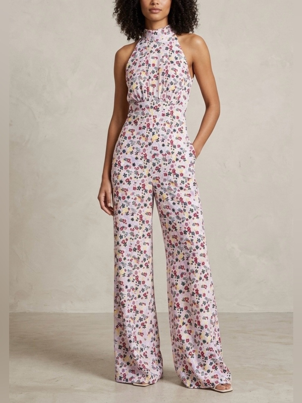 NWT Free People Vibe Check Floral Wide Leg Jumpsuit XS Tea Ditsy Cottagecore